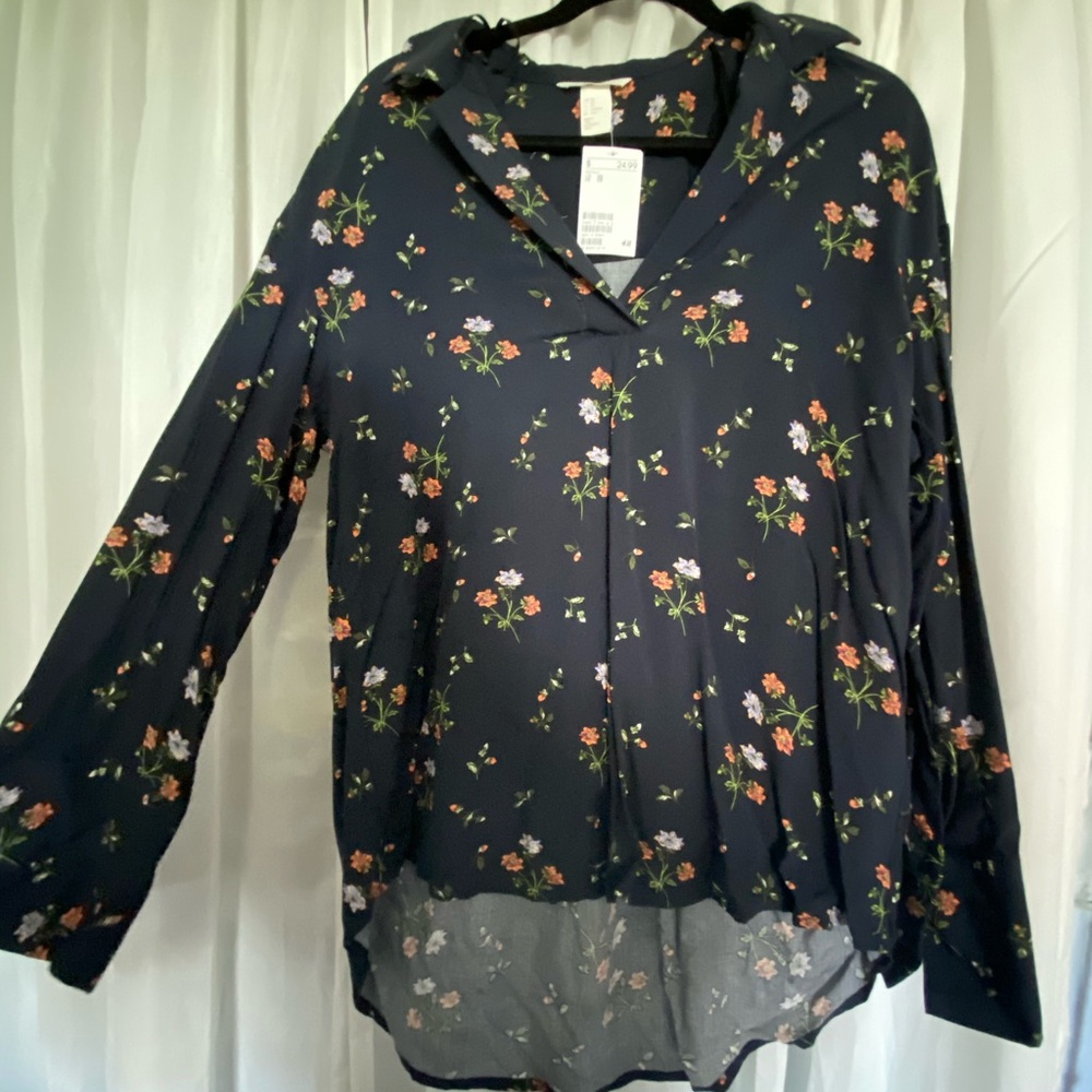 Blue floral blouse